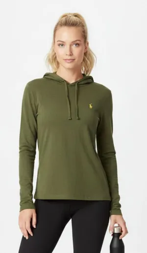 Ralph Lauren Polo Women's Olive Green Long Sleeve Hoody Top S thumbnail 1