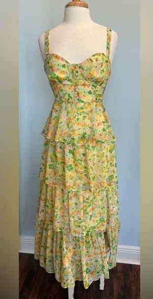 Revolve ASTR the label MidSummer Dress chiffon fabric with tiered hem size M NWT thumbnail 2