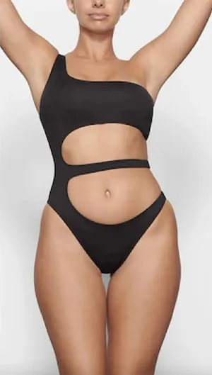 NWT SKIMS One-Shoulder Cutout Monokini Swimsuit – Onyx - Size XXL (Retail $92) thumbnail 2
