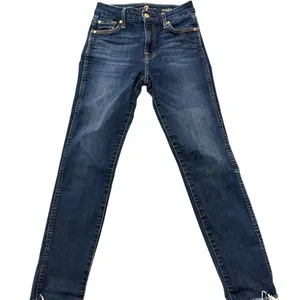 7 For All Mankind Women’s Dark Blue Ankle Straight Jeans With Frayed Hem 25 thumbnail 1