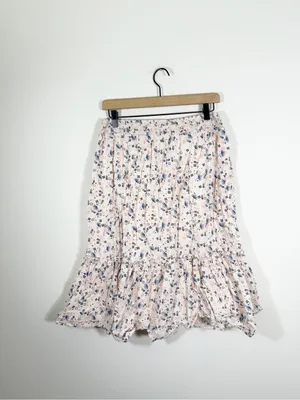 Downeast Basics Cotton Voile Midi Skirt Fan Floral Tiered Large thumbnail 3