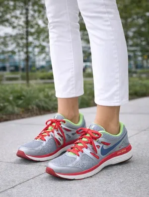 Nike Dual Fusion Running Shoes Silver Red Volt Women’s Size 8 thumbnail 1