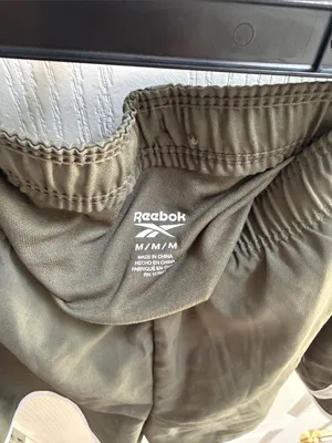 Reebok Olive Athletic Running Shorts with White Trim thumbnail 3