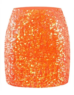 NWT MANER Women's Sequin‎ Bodycon Mini Skirt Orange Medium thumbnail 1