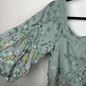 Maurices XL Blouse Womens Boho Green Floral Stretch‎ Neckline Off Shoulder thumbnail 13
