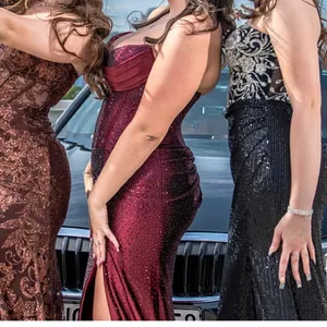 Sherri Hill Size 12 Burgundy Prom Dress – Satin Corset Mermaid Gown w/ Slit thumbnail 7