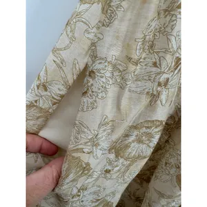 Melloday Tan Floral Smocked Waist Ruffle Strap Tiered Midi Dress S Cottagecore thumbnail 9