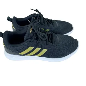 Adidas Black Gold 3 Stripe‎ QT Racer 2.0 Light Lace Up Tennis Shoes Athletic 8.5 thumbnail 2