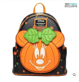 Loungefly Disney Glow Backpack in the Dark Face Minnie Pumpkin Mini thumbnail 1