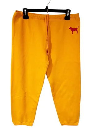 Y2K Victoria's Secret PINK Jogger Sweatpant Yellow Spellout Size Small thumbnail 1