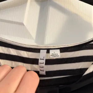 ELLE Striped Tank Top Black White Large Bow Front Nautical Parisian Casual‎ thumbnail 2