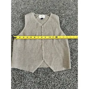 Universal Thread Beige Button-Front Knit V-neck Sleeveless Sweater Vest M thumbnail 6