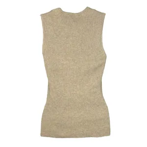 Women’s Beige Sleeveless Ribbed Knit Top Size Medium thumbnail 2