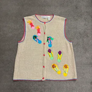 Bellepoint Flip Flop Embroidered Summer Sandals Button Up Sweater Vest thumbnail 2