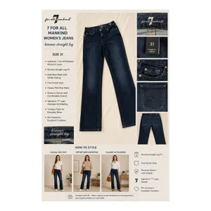 7 For All Mankind Jeans Womens Size 31 Blue Straight Leg Dark Wash Stretch Denim thumbnail 11