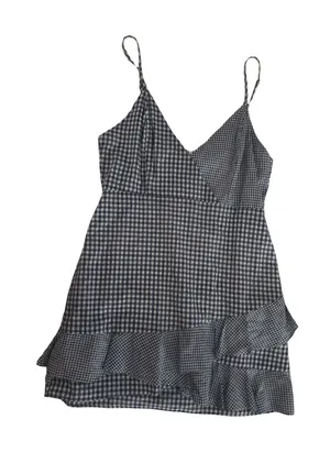 Honey Belle Navy and White Gingham Ruffle Mini Dress thumbnail 1