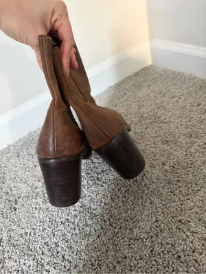 Women's Brown Genuine Leather JUDITH Ankle Booties Size 8 M thumbnail 4