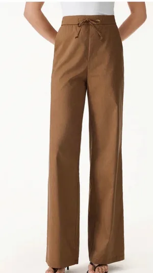 OGL Move Navy Blue High Rise Wide Leg Trousers Elastic Waist Pockets Size M New thumbnail 2