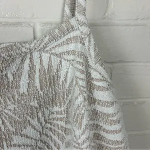 LOFT Neutral Nubby Knit Palm Leaf Patterned Tank Top Size M thumbnail 5