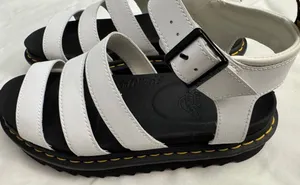 Dr. Martens White Triple-Strap Sandals with Black Sole size 9 NWOB thumbnail 1