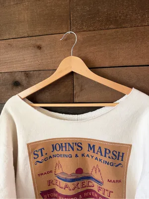 Vintage St. John’s Marsh Canoeing Kayaking Cropped Terry Sweatshirt Michigan thumbnail 9