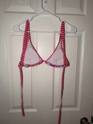 SHEIN Purple Floral Triangle Bikini Set with Pink & Orange Flowers thumbnail 3