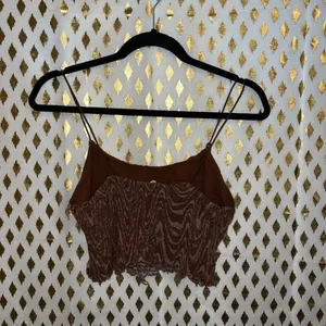 LA hearts by Pacsun groovy zebra brown striped nude crop top tank shirt size S thumbnail 4