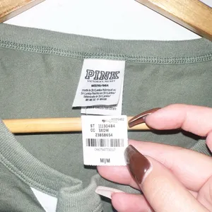 PINK Victoria’s Secret green tie front short sleeve shirt thumbnail 4