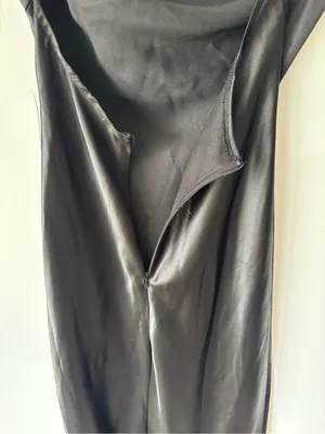 Altar’d State Paityn Strapless Maxi Dress Black Satin Formal Elegant Wedding thumbnail 13