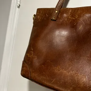 Brown faux Leather Shoulder Bag Executive Tote handbag computer bag Full Zip Top thumbnail 11