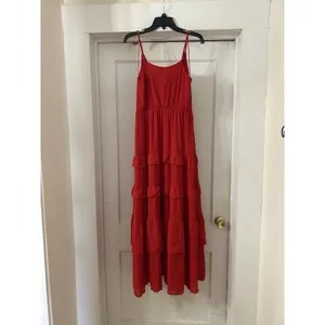 Flying Tomato Strappy Ruffle Maxi Dress Red Size Medium Cocktail Formal Sundress thumbnail 4