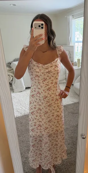 Kirious Dainty Floral Cowl Neck Midi Sundress thumbnail 1
