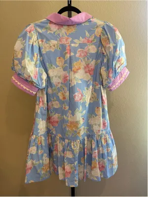 Women's Entro Floral Babydoll Mini Dress Size S Blue and Pink thumbnail 4