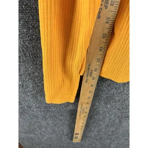 H&M Divided Mustard Yellow Rib Knit Long Sleeve Tie-Front Crop Cardigan Size M thumbnail 5