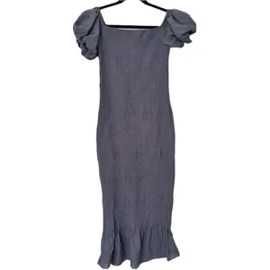 Baltic Born Alana Smocked Midi Dress Womens Medium Blue New thumbnail 7