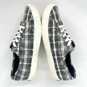 Sperry Pier View Anchor Plaid Gray Blue White Canvas Laced Slip On Sneakers 7.5 thumbnail 4