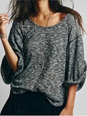 📦 Free People Beach Marled Grey Pullover Sweater thumbnail 1