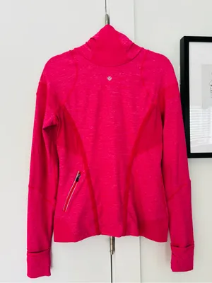 Lululemon womens hot pink half zip long sleeve pull over fitness top size 10 thumbnail 4