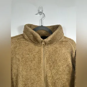 H&M‎ Teddy Fleece Jacket Women’s Large Tan Sherpa Full Zip Cozy Relaxed Fit thumbnail 5