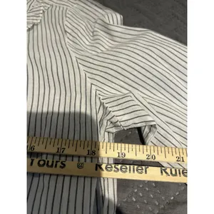Loft Women's M pinstripe ruffle-neck shirt NWT thumbnail 5