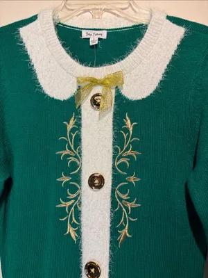 Born Famous NWT Elf Christmas Sweater Dress Jingle Bells Office Party Size L thumbnail 7