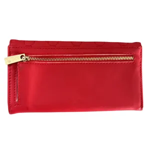 Nanette Lepore Quilted Red Trifold Floral lined wallet clutch thumbnail 3