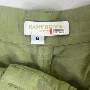 RTR Ramy Brook Women's Emil Pants sz 6 olive wide leg cargo solid green pockets thumbnail 5