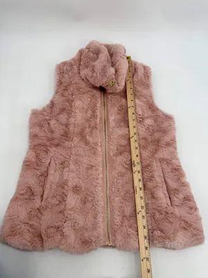 Marc New York Vest Women’s M Pink Faux Fur Zip Andrew Marc Plush Layering READ thumbnail 11