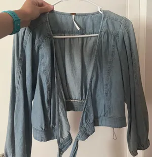 Free People Sophie Wrap Top Denim thumbnail 2