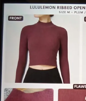 Lululemon Ribbed Knit Twist Back Mockneck Cropped Top Fitted Balletcore Womens M thumbnail 1