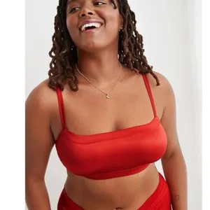 Aerie Satin Stretch Bandeau Sundried Size Small thumbnail 7