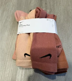 Nike Dri-Fit pink, beige, brown crew socks thumbnail 1