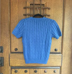 Ralph Lauren Women’s Short-Sleeve Cable-Knit Sweater in Royal Blue Size S thumbnail 5