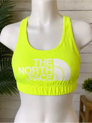 The North Face Womens Sports Bra S Neon Yellow Racerback Logo Athletic Gym thumbnail 1